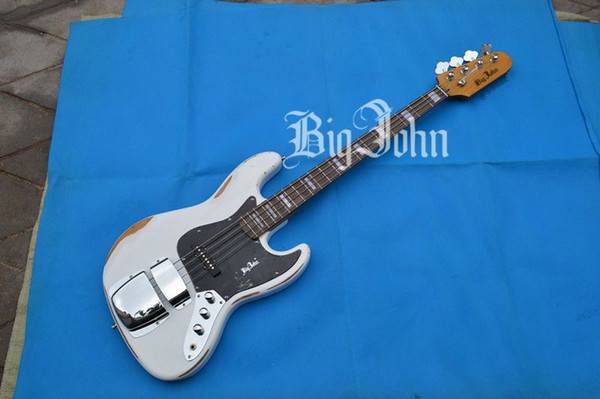 free shipping new Big John vintage style 4 strings electric bass guitar in white F-3308