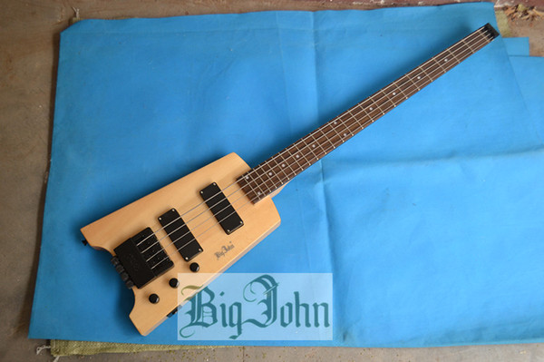 free shipping new Big John 4 strings headless electric bass guitar in natural color with basswood body F-3318