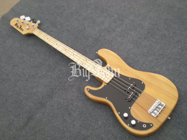 free shipping wholesale and retail new Big John elm body left-hand natural electric bass guitar F-1291