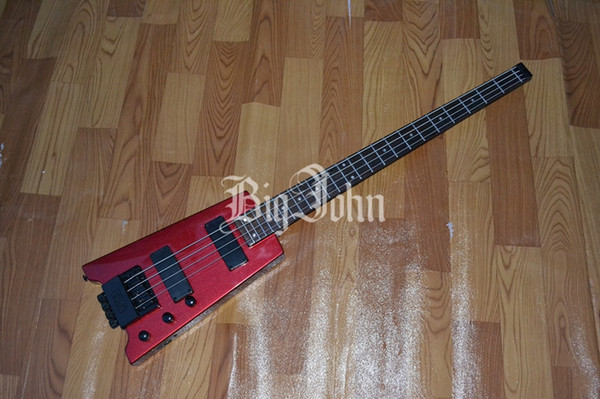 free shipping new Big John 4-strings headless electric bass guitar in red with basswood body F-1164