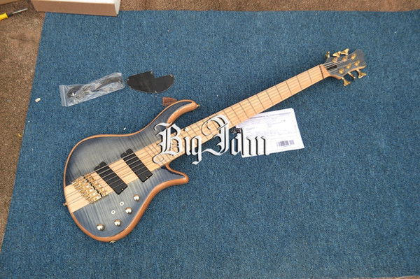 FREE SHIPPING new Big John fan fret 6 strings electric bass guitar with gold hardware in gray F-3370