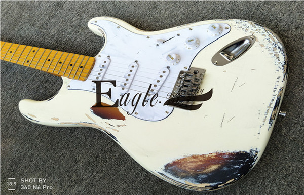 Eagle. Butterfly, Electric Guitar Electric Bass Custom Shop, Sunset Color White Electric Guitar ST Make Old guitar in stock custom st