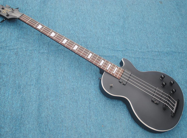 Matte Black 4 Strings LP Electric Bass Guitar,Factory Custom Solid Mahogany body Electric Guitar,Any color,Free shipping