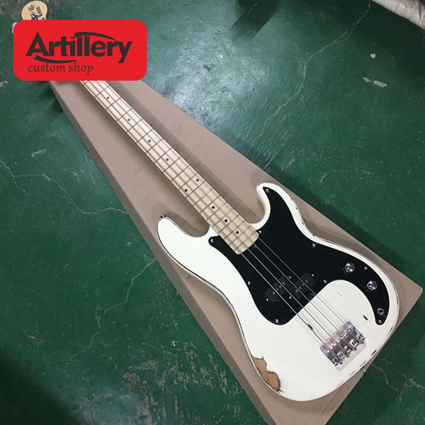 New Top quality factory custom P bass 4 strings electric bass Retro relic with maple fingerboard musical instument shop