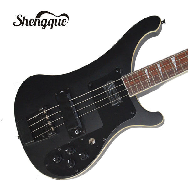 Factory Custom Rickenback 4 strings electric bass guitar black Matte guitar with rosewood fingerboard musical instrument shop