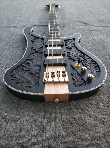 Four-string five-string electric bass, matte black body, DIY factory direct sales