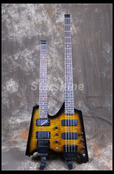 Starshine Electric Bass Guitar YL-DB11 Double Headless Guitar Populer Style Flamed Maple Style Headless Bass Guitar