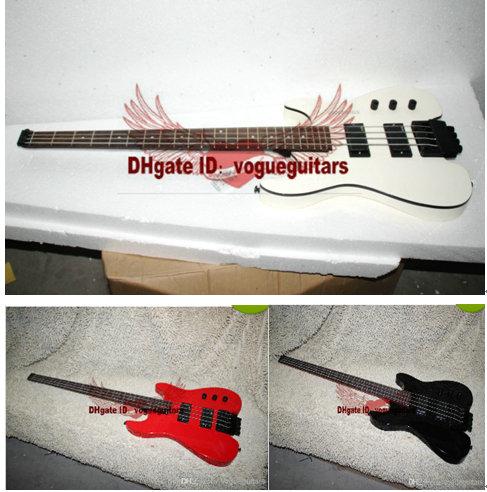 Free Shipping Black red white 4 strings NO Head Electric Bass headless Wholesale guitars