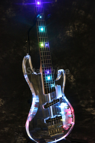 Starshine 5 Strings Electric Bass Guitar CC-LDB10 Colorful Flash Led Light Bass Guitar Acrylic Body