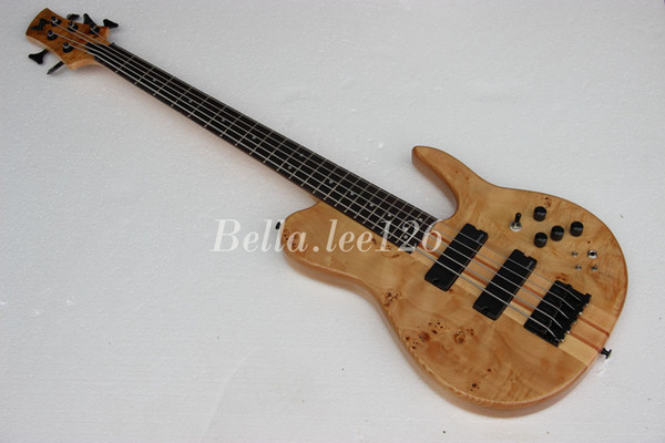 OEM guitar factory,custom 5 string butterfly logo electric bass guitar,deluxe maple neck through body,Ash/alder body