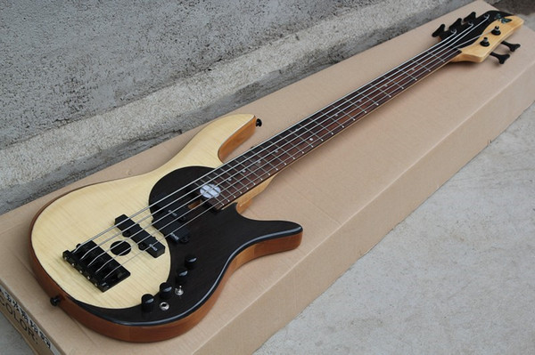 Log color body Tai Chi pattern 5 string electric bass