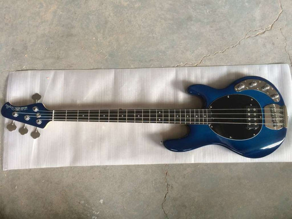 2018 New + OEM Factory + transparent blue body musicman bass two pickups music man stringRay 4 bass guitar deluxe ablaone inlays bass