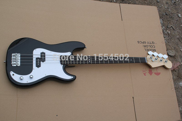 OEM BLACK color ebony fingergboard 4 string bass guitar,basswood matrial slim body bass electric guitar