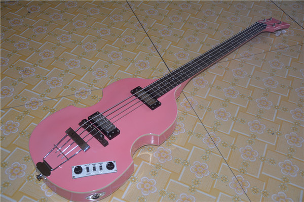 China OEM Contemporary Series Violin Bass Guitar 4 String Bass New Style electric bass.Pink Bess.EMS free shipping