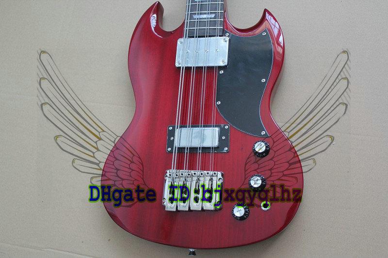 Custom 8 strings Electric Bass Guitar New Style sg bass Candy red color electric bass guitar Musical Instruments free shipping