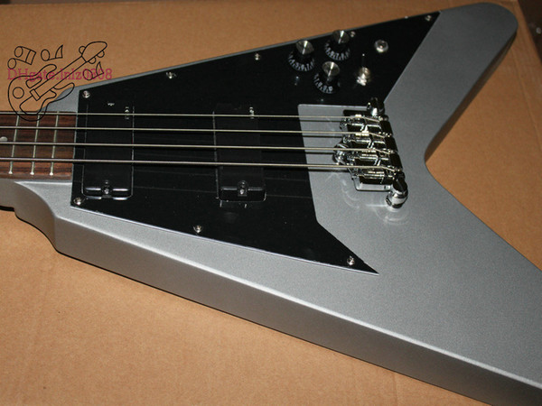 New Arrival Free Shipping Newest 4 Strings Silver powder Electric Bass guitars