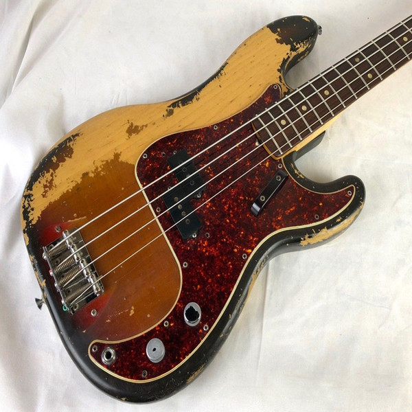 Top quality /Do the old/ 3-Tobacco Sunburst/4 strings PB Bass/Elm body/Maple neck/Rosewood Fingerboard/electric bass guitars/