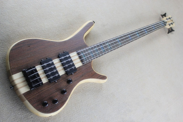 Nature Wood Matte Whole Maple Neck through the Body W 4 String Electric Bass with 9V Active Pickups Guitar