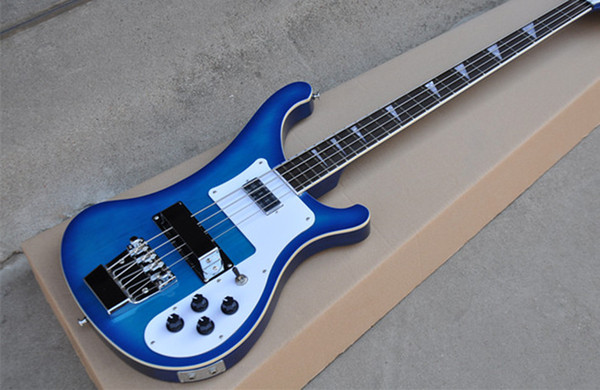 Popular Brand New Factory Super Rick 4003 Blue dual input 4 Strings Electric Bass Guitar free shipping