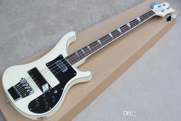 New 4 strings milk white black binding side rick backer 4003 4001 bass guitar electric bass