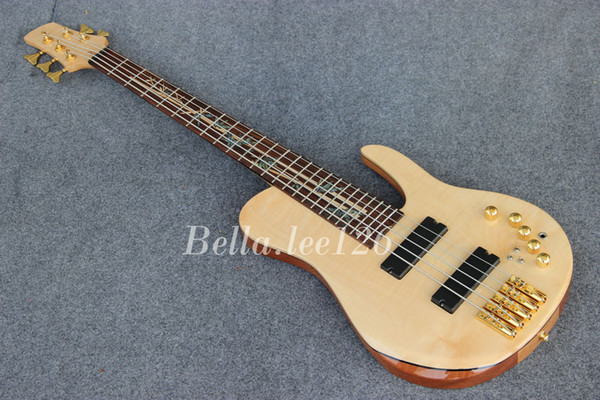 OEM guitar factory, 5 string butterfly logo electric bass guitar,deluxe maple neck through body,Ash/alder body