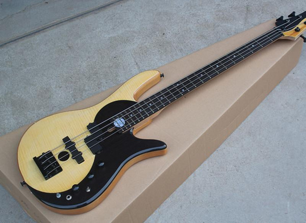 2018 4-String Electric Bass with Flame Maple Veneer,Rosewood Fingerboard,Black Hardwares,Good Quality