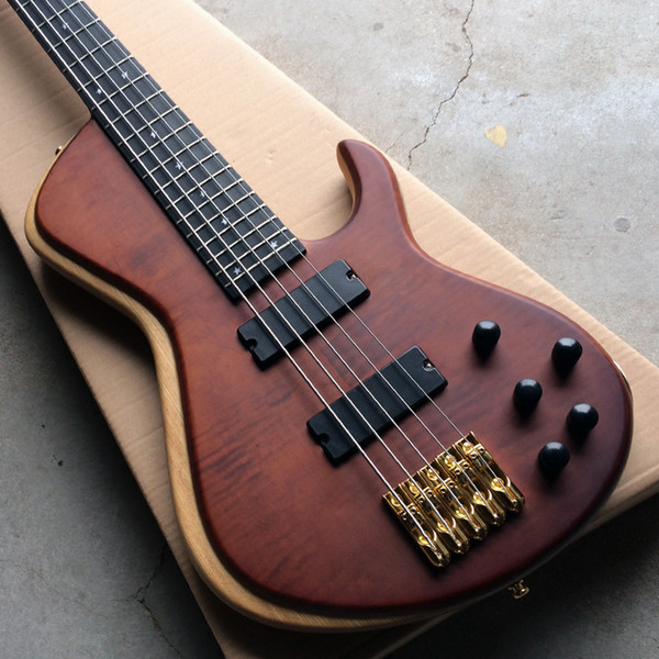 New arrival Matte 5 Strings Electric Bass Guitar, Elm Body with Golden Hardware, Ebony Fretboard, Real photos