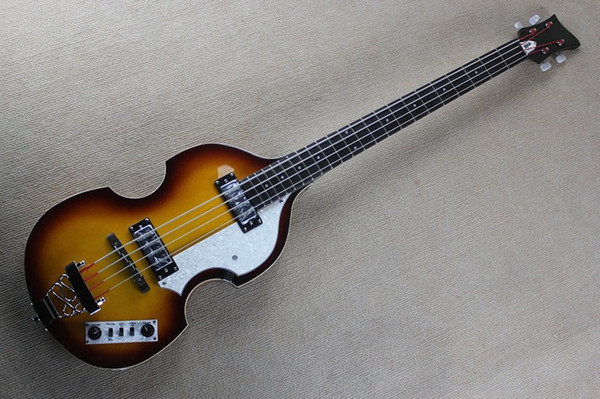 Free shipping 4 String bass guitar,sunburst color,basswood body,accept custom electric bass guitar