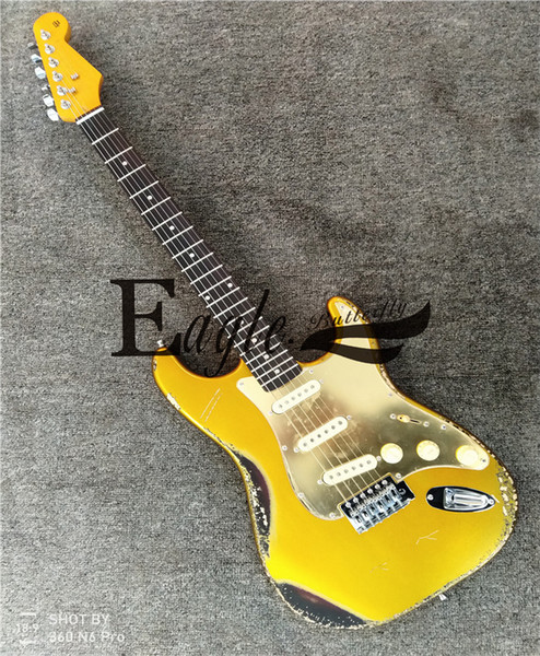 Sunset color set aristocratic golden electric guitar antique effect treatment, stage effect super cool guitar Spot sale