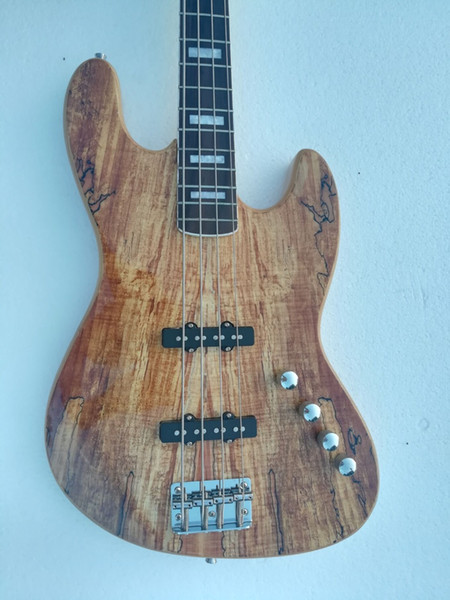 Factory wholesale GYJB-5021 original color Burl grain cover rosewood fretboard 4 string Precision Bass Guitar, Free shipping