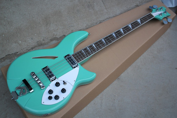 2018 Factory Custom Green Electric Bass Guitar with 4 Strings,White Pickguard,Rosewood Fingerboard,Good Quality