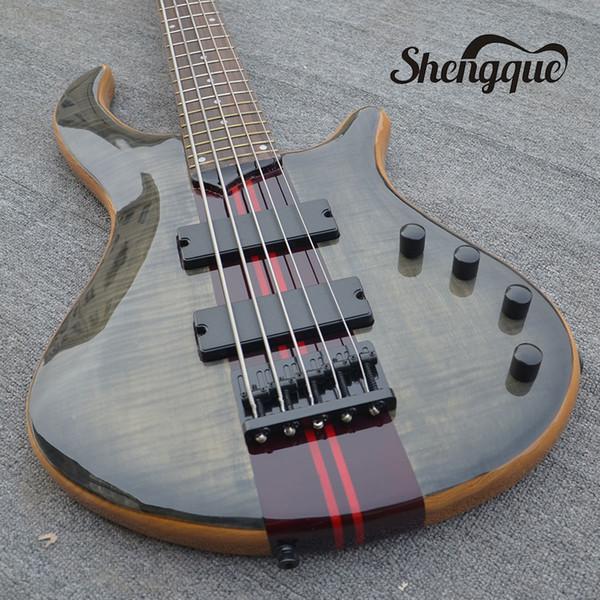 Free shipping factory custom MAYONES Electric Bass Guitar 5 strings Neck Through Body,Flame maple, Ash neck musical instrument shop