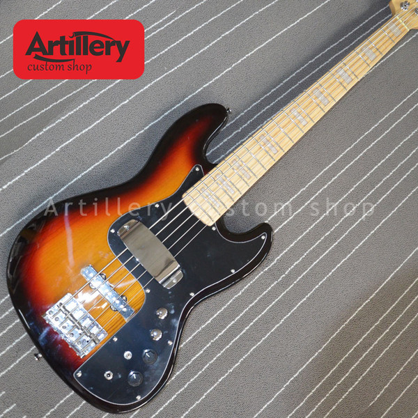 Artillery factory custom JAZZ BASS 5 strings bass guitar with maple fingerboard sun burst color musical instrument shop