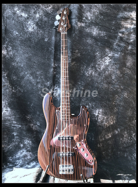 Starshine Electric Bass Guitar DK-JB20 JB Standard Style Zebra Wood Body&Neck Acrylic Pickguard