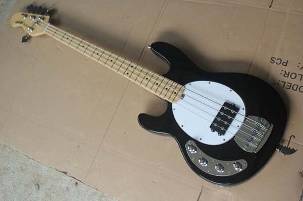 Customised Left Handed Music Man Black Ernie Ball Sting Ray 4 String Electric Bass Guitar Free shipping