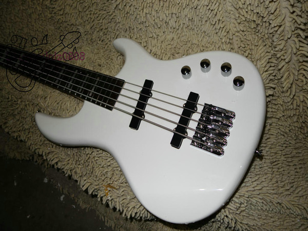 Factory direct sale High quality arrival 5 strings electric bass in white Free shipping