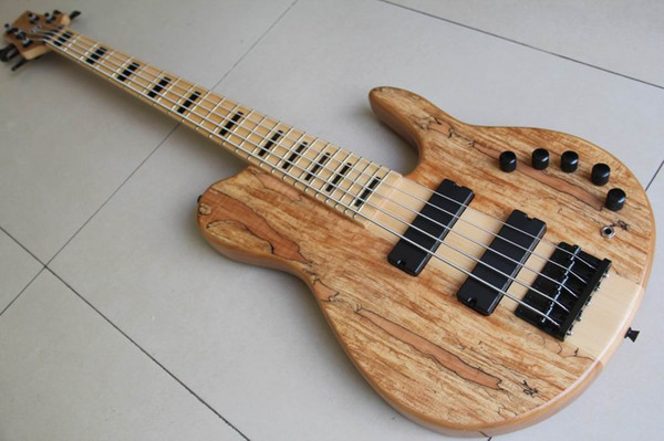 Free Shipping New Arrival 5 String Electric BASS Guitar With One through Neck In Natural 120810