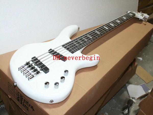 New Arrival High quality newest arrival 5 strings electric bass in white Free shipping