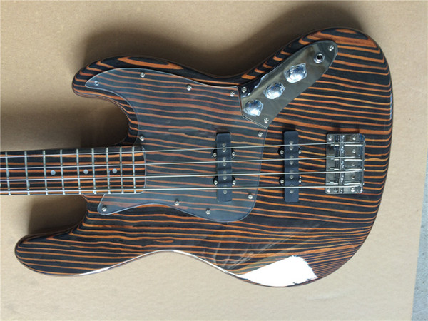 Free Shipping High Quality Electric Bass Guitar Body and neck / Zebra Wood guitar in China