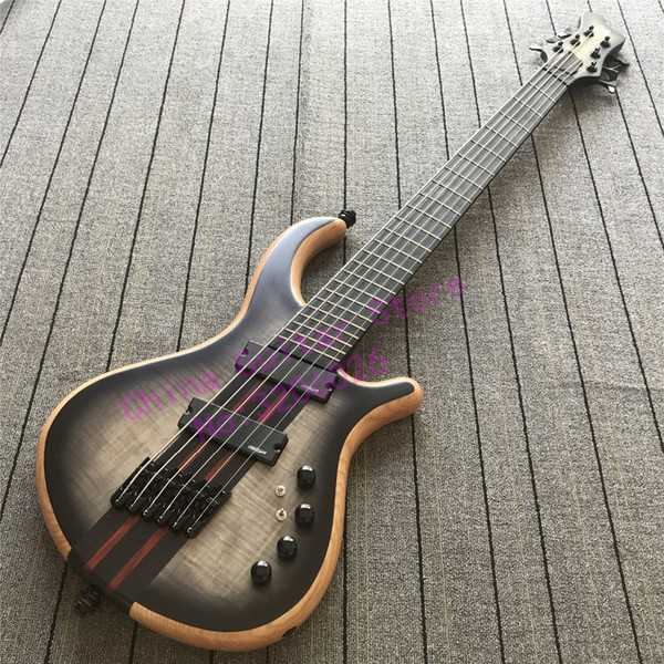 6 strings Setius fanned frets Bass guitar;Ebony fretboard;Through Wenge neck ;multi-scaled bass guitar;Black hardware;