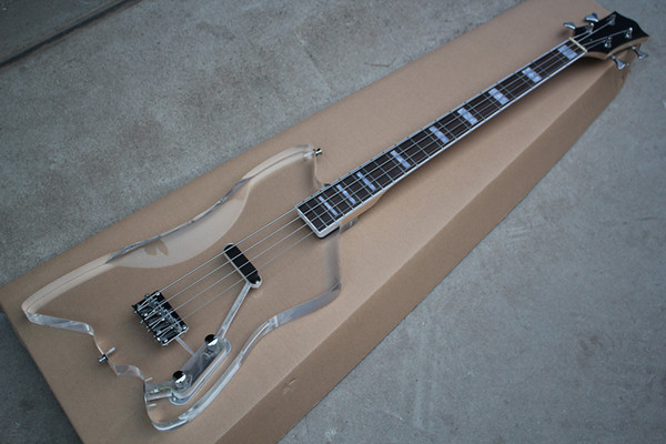 Factory Custom Transparent 4 Strings Electric Bass Guitar with Acrylic Glass Body,Rosewood Fingerboard,Offer Customized