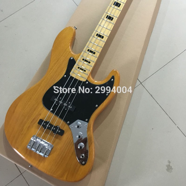 New elm 4 string electric bass, transparent yellow, provide the EMS delivery, wholesale, can be produced in accordance with the