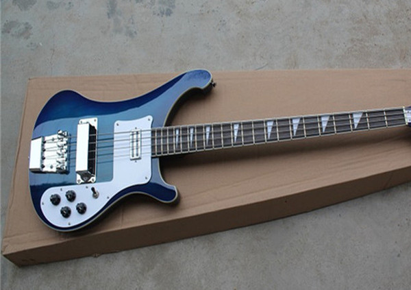 Brand New hot sale super guitar High Quality Rick 4003 Blue 4 Strings Electric Bass Guitar free shippin