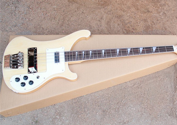 Custom New Arrival Pop Beige High Quality Rick 4003 dual input 4 Strings Electric Bass Guitar free shipping