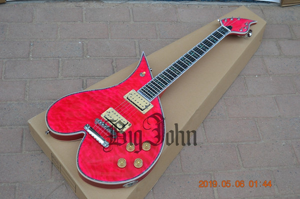 New Red Special Shaped Electric Guitar Ebony Fingerboard Quilted Maple Top Mahogany Body BJ-176