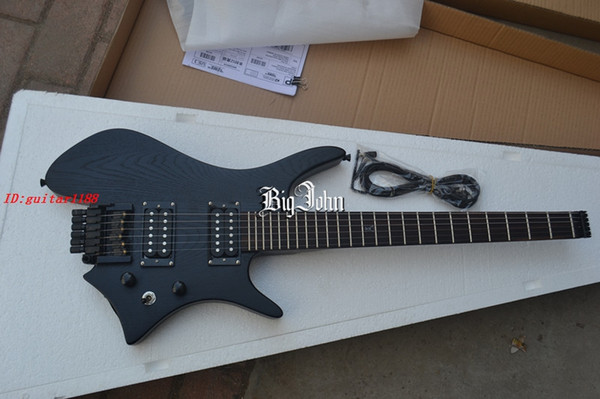 new headless electric guitar in black with elm body in gray+EMS free shipping F-2097