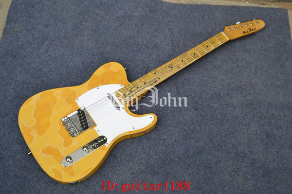 free shipping new Big John vintage style single wave electric guitar in yellow with basswood body F-2028