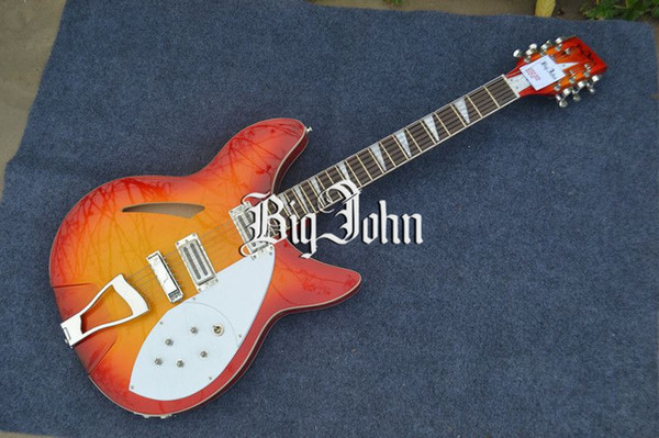 free shipping new Big John hollow 12 strings electric guitar with mahogany body in sunburst F-3022