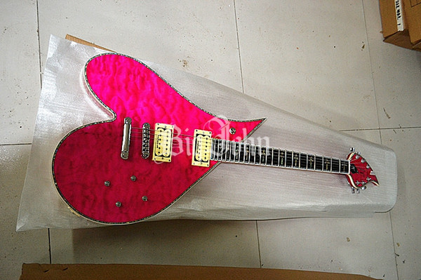 free shipping new Big John heart shape electric guitar with package edge in red made in China F-1843