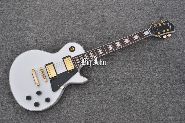 free shipping customized new Big John electric guitar with mahogany body and gold hardware in white LL-38